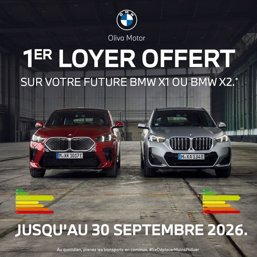 BMW X1 et X2 : 1er LOYER OFFERT !*